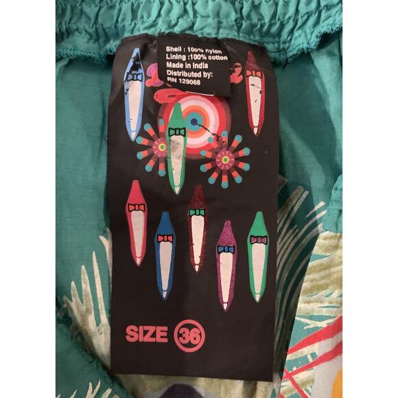 Desigual Green Paradise Peacock Feather Skirt Mesh Layers Size 36 - Picture 7 of 8